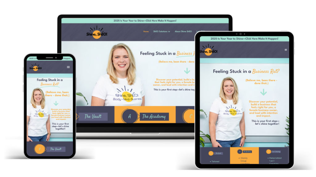 Mobile responsive views of Shine