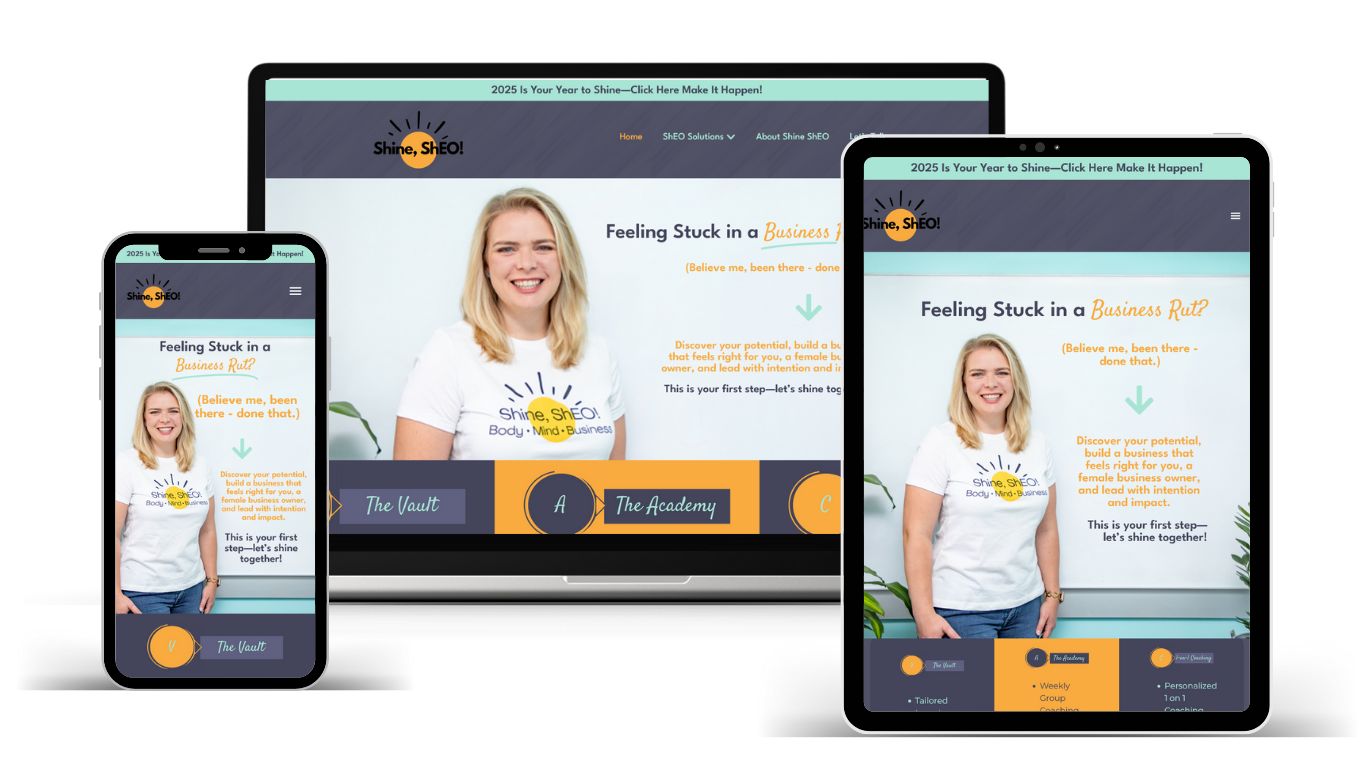 Mobile responsive views of Shine