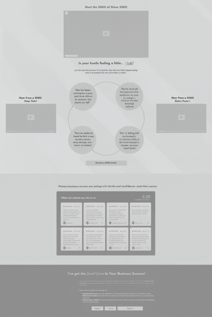 Wireframe layout of Shine ShEO!